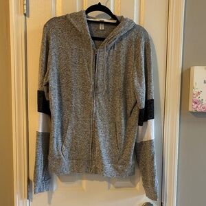 PINK Lightweight Zipper Hoodie Heathered Grey  Sz L